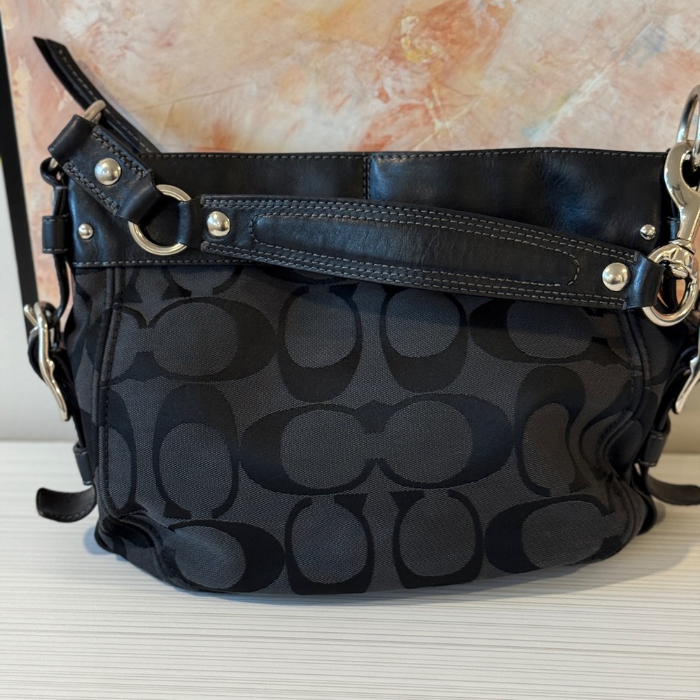 ⚠️ Please Read Note ⚠️ Coach Zoe Black and Gray Shoulder Bag